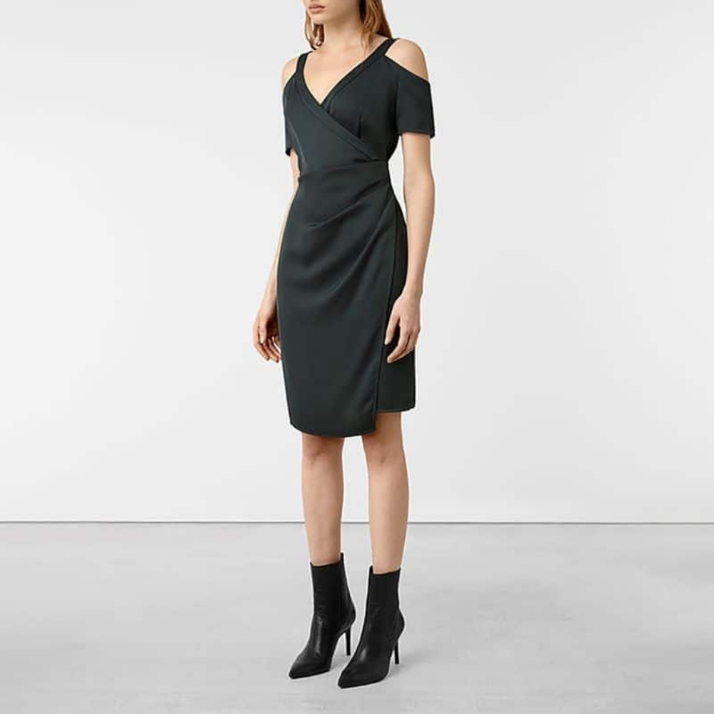AllSaints Cadia Cold Open Shoulder Wrap Dress, size US 0